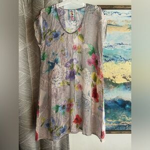 Johnny Was Mini Dress Tunic  Sz Small  Floral Multicolor